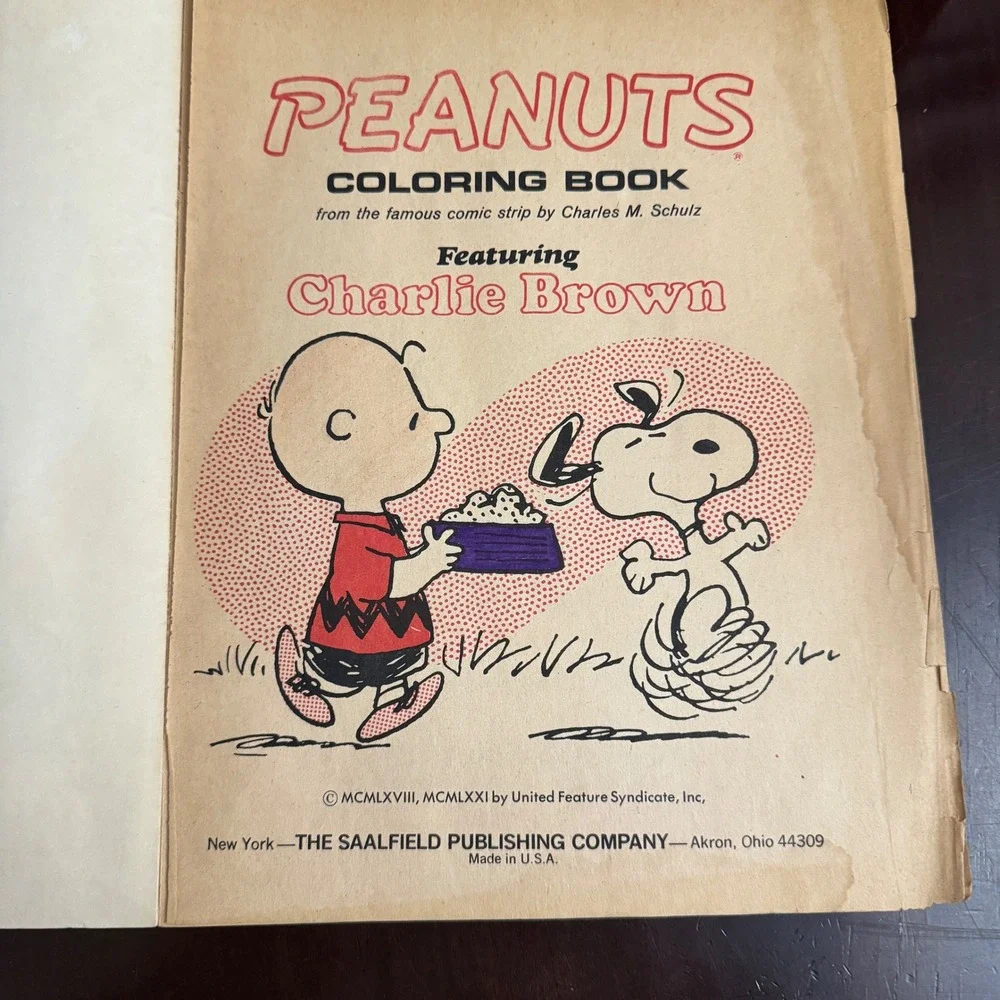 Peanuts Charlie Brown Ft Snoopy‎ Coloring Book Authorized Edition 1961 Saalfield